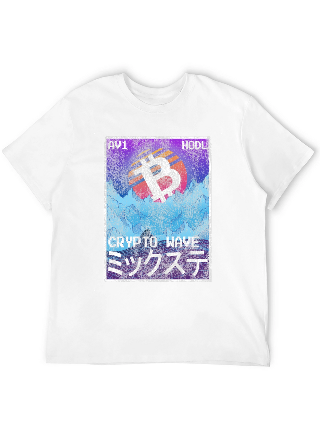 Crypto Wave Bitcoin HODL T-Shirt - Vaporwave Style