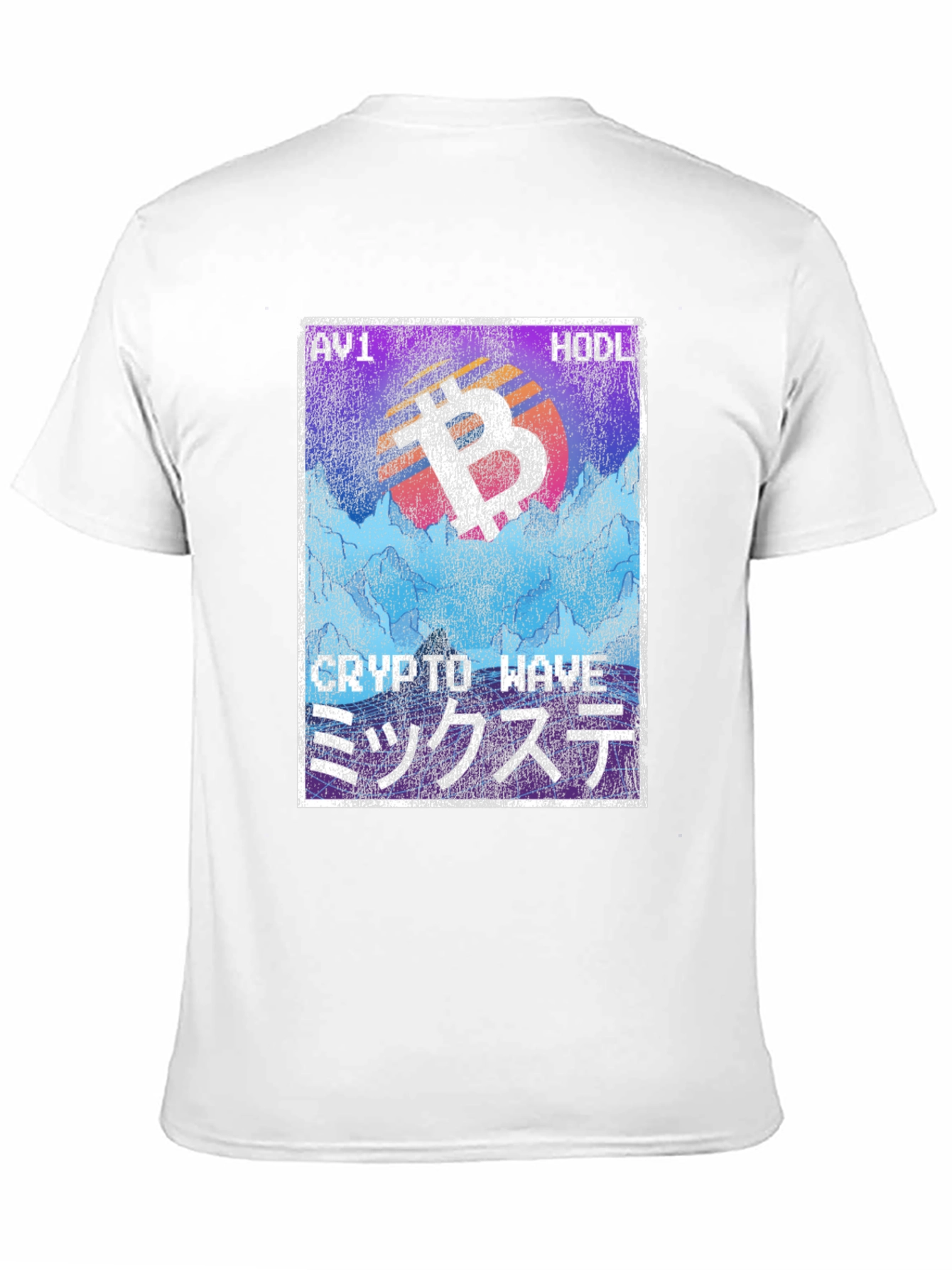 Crypto Wave Bitcoin HODL T-Shirt - Vaporwave Style
