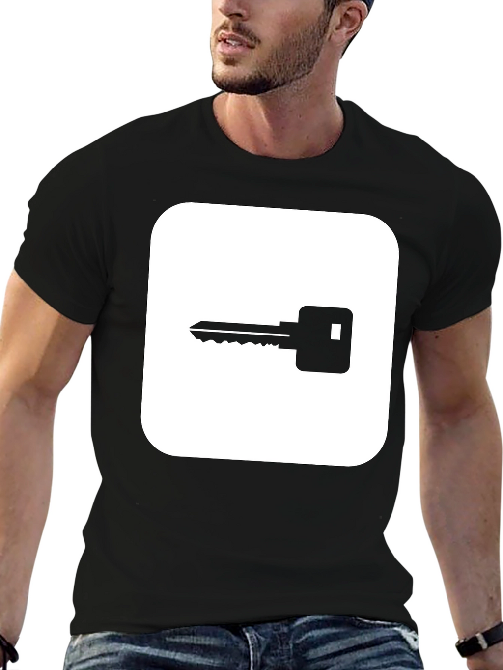 Modern Key Graphic Black T-Shirt