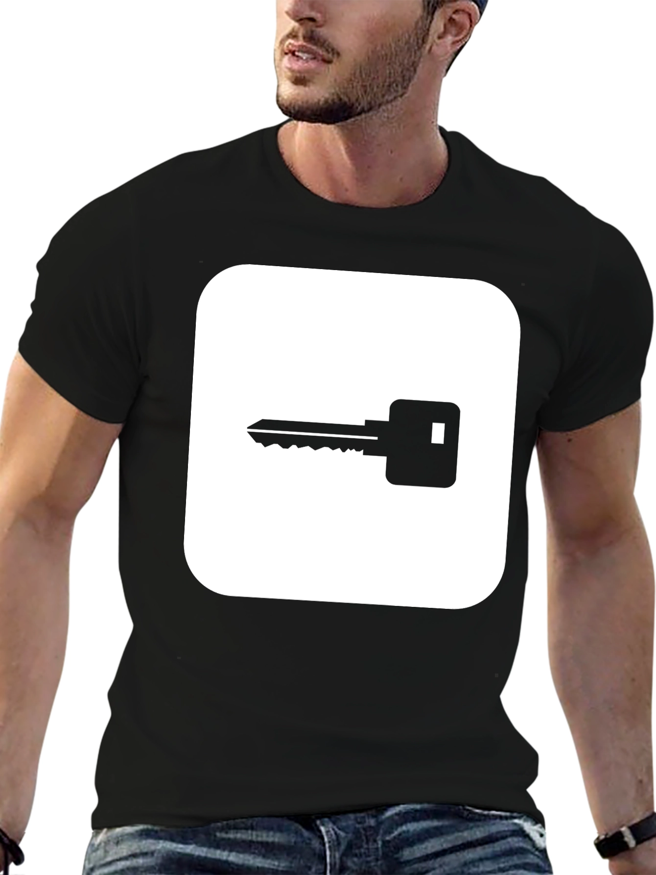 Modern Key Graphic Black T-Shirt