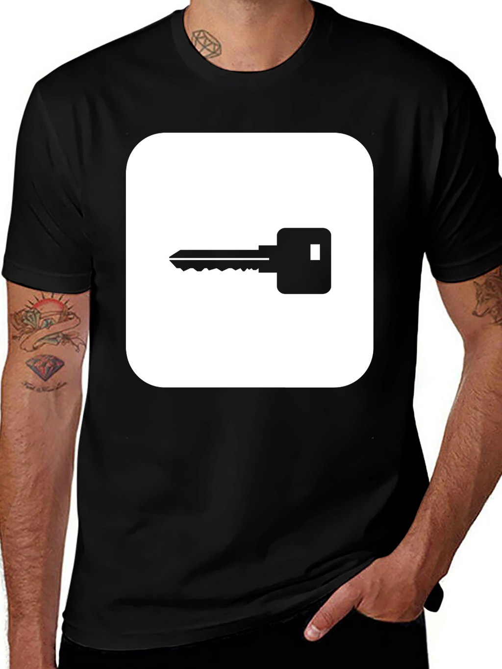 Modern Key Graphic Black T-Shirt