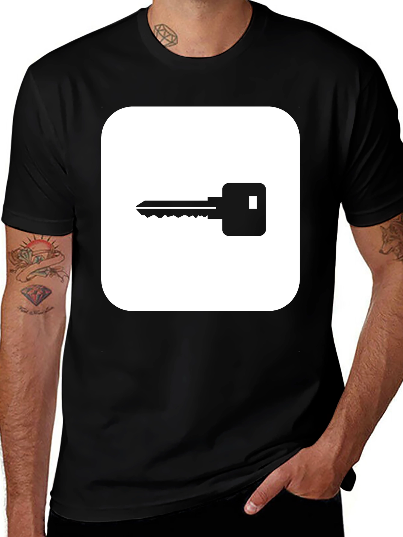 Modern Key Graphic Black T-Shirt