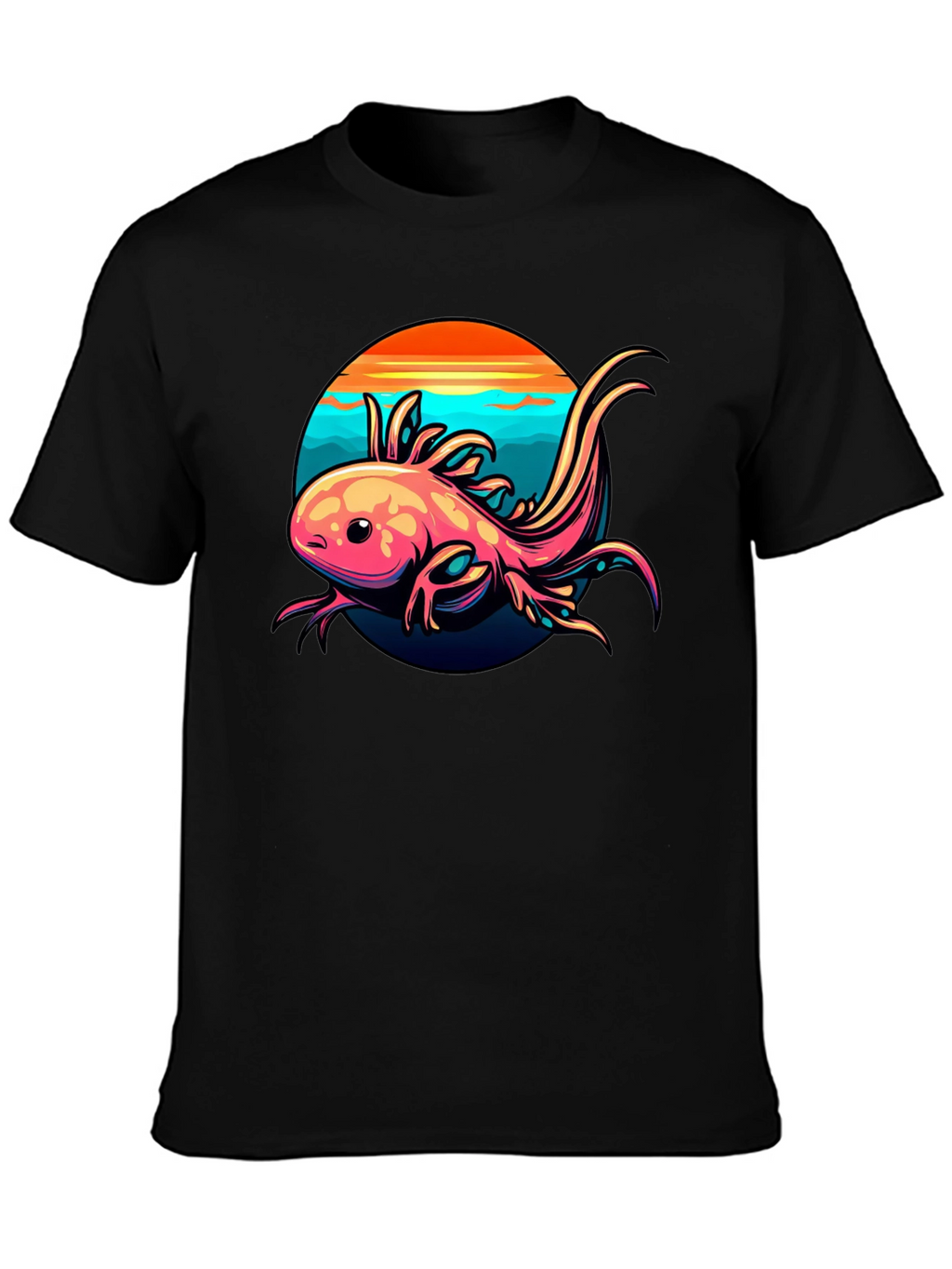 Axolotl Sunset Graphic Tee - Black