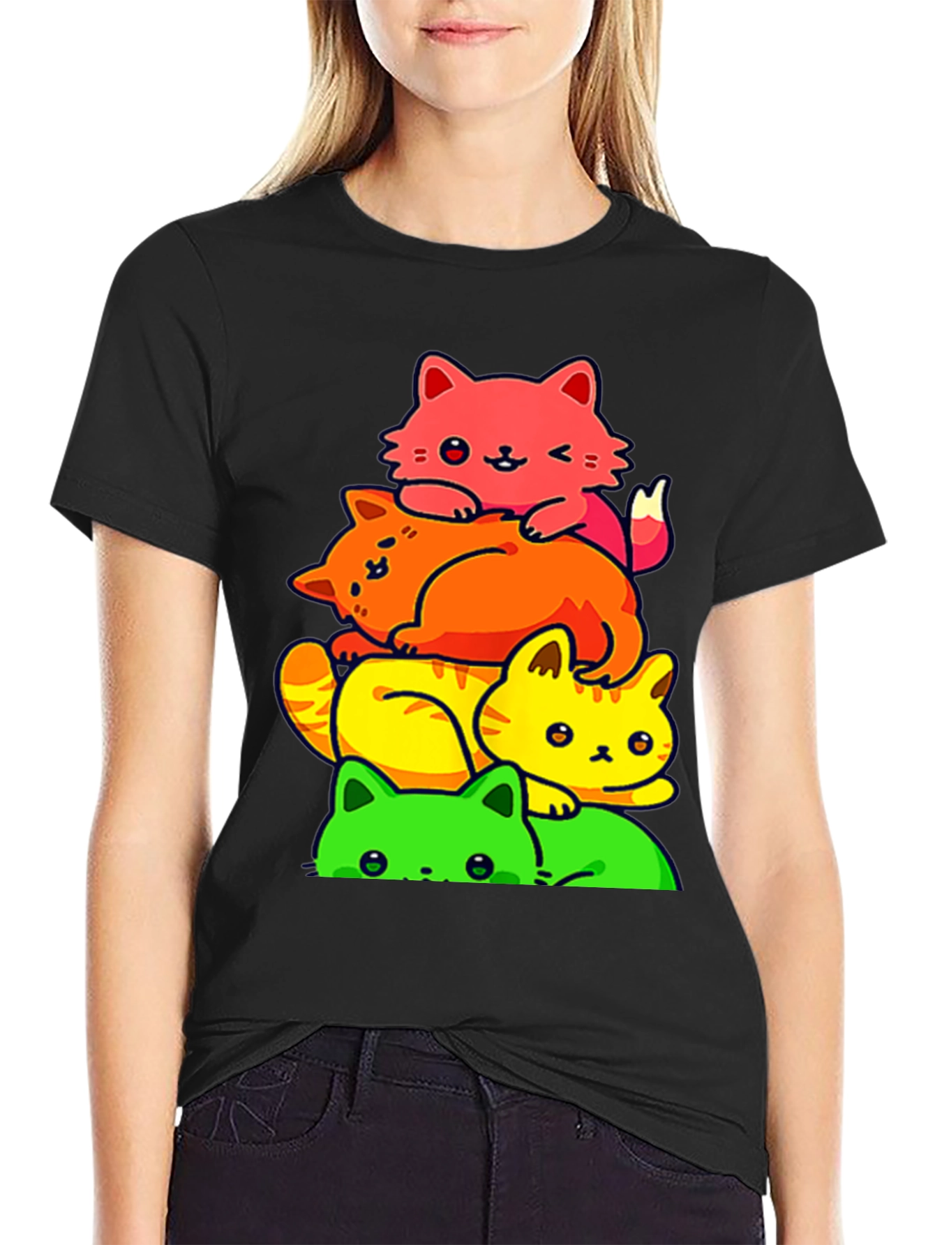 Colorful Cat Stack T-Shirt