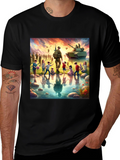 Patriotic Soldier & Children Black T-Shirt