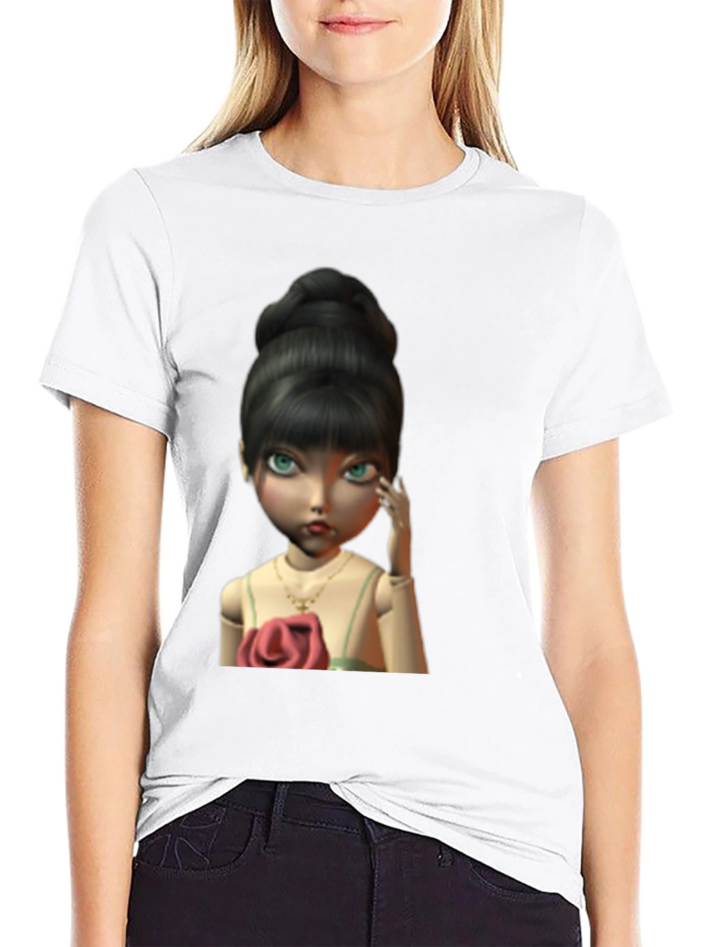 Doll Graphic Print Black T-Shirt