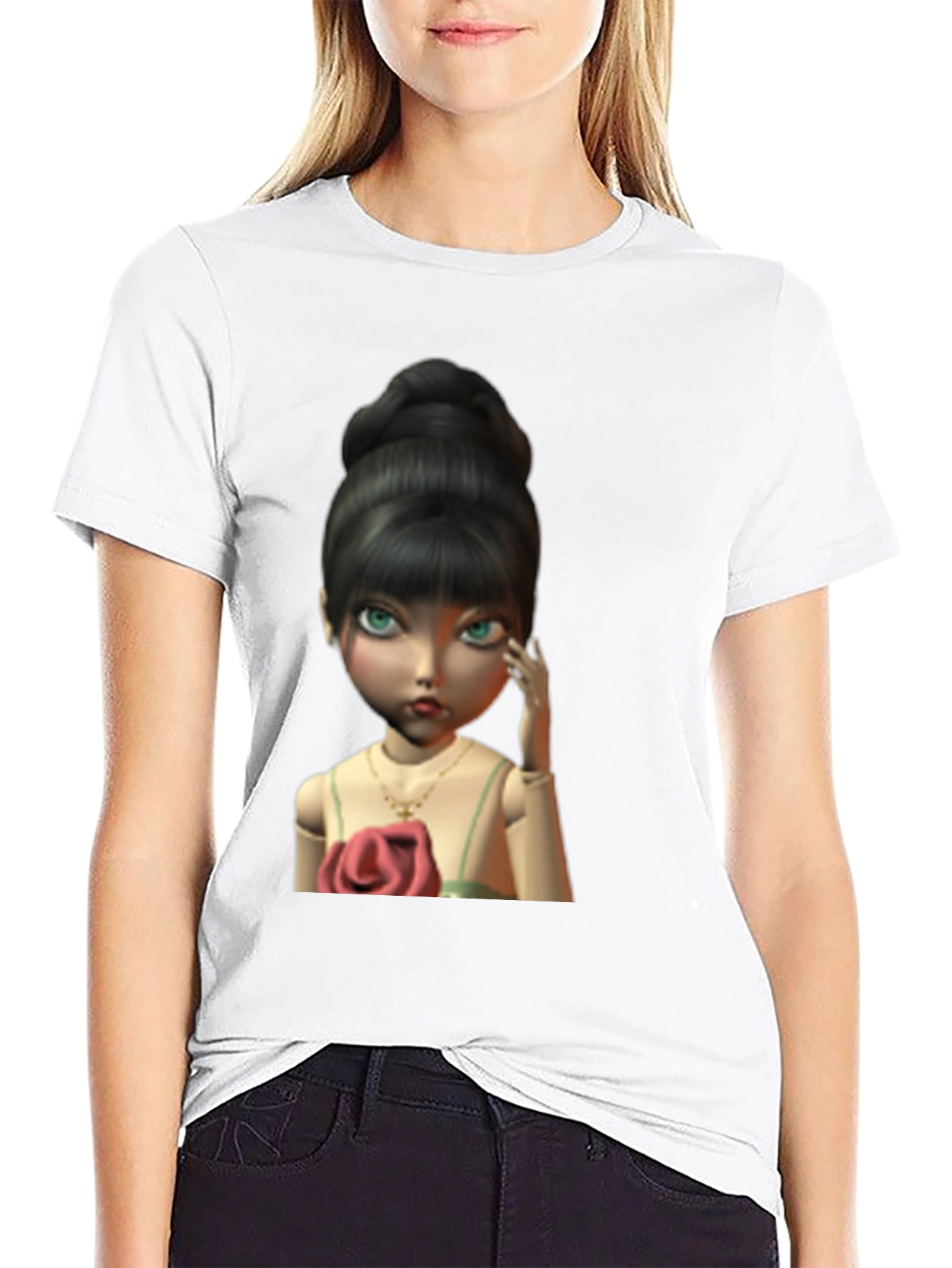 Doll Graphic Print Black T-Shirt