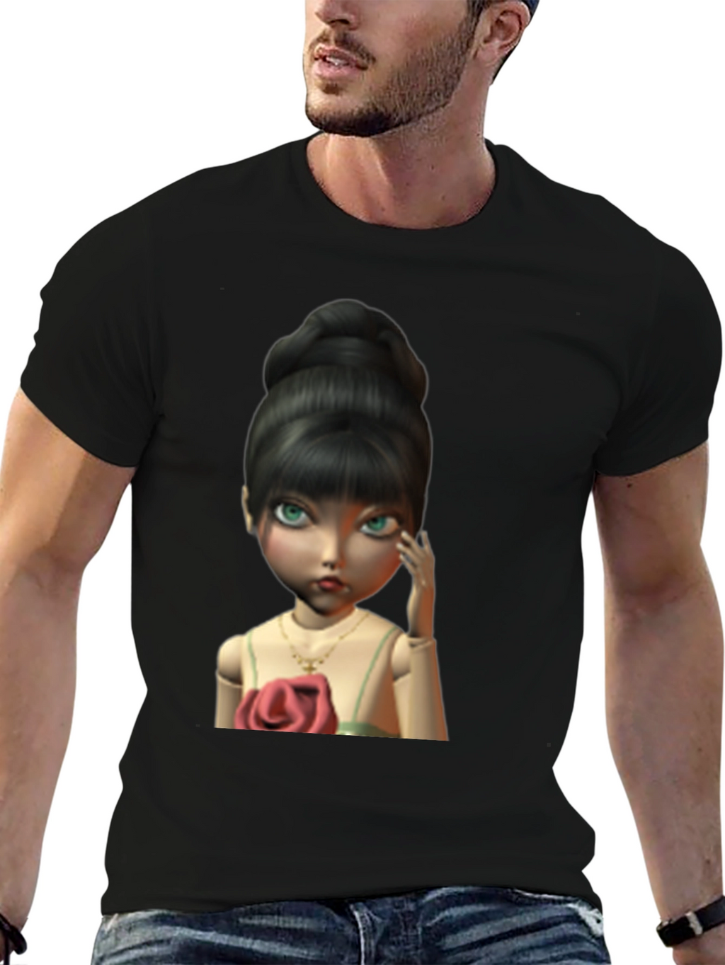 Doll Graphic Print Black T-Shirt
