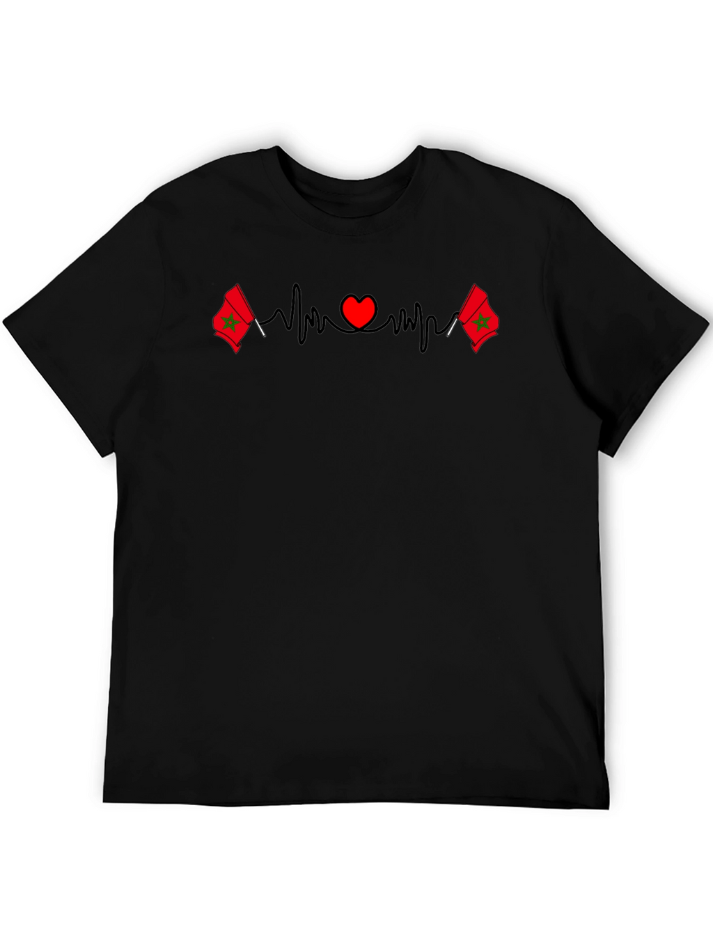 Morocco Flag Heartbeat T-Shirt
