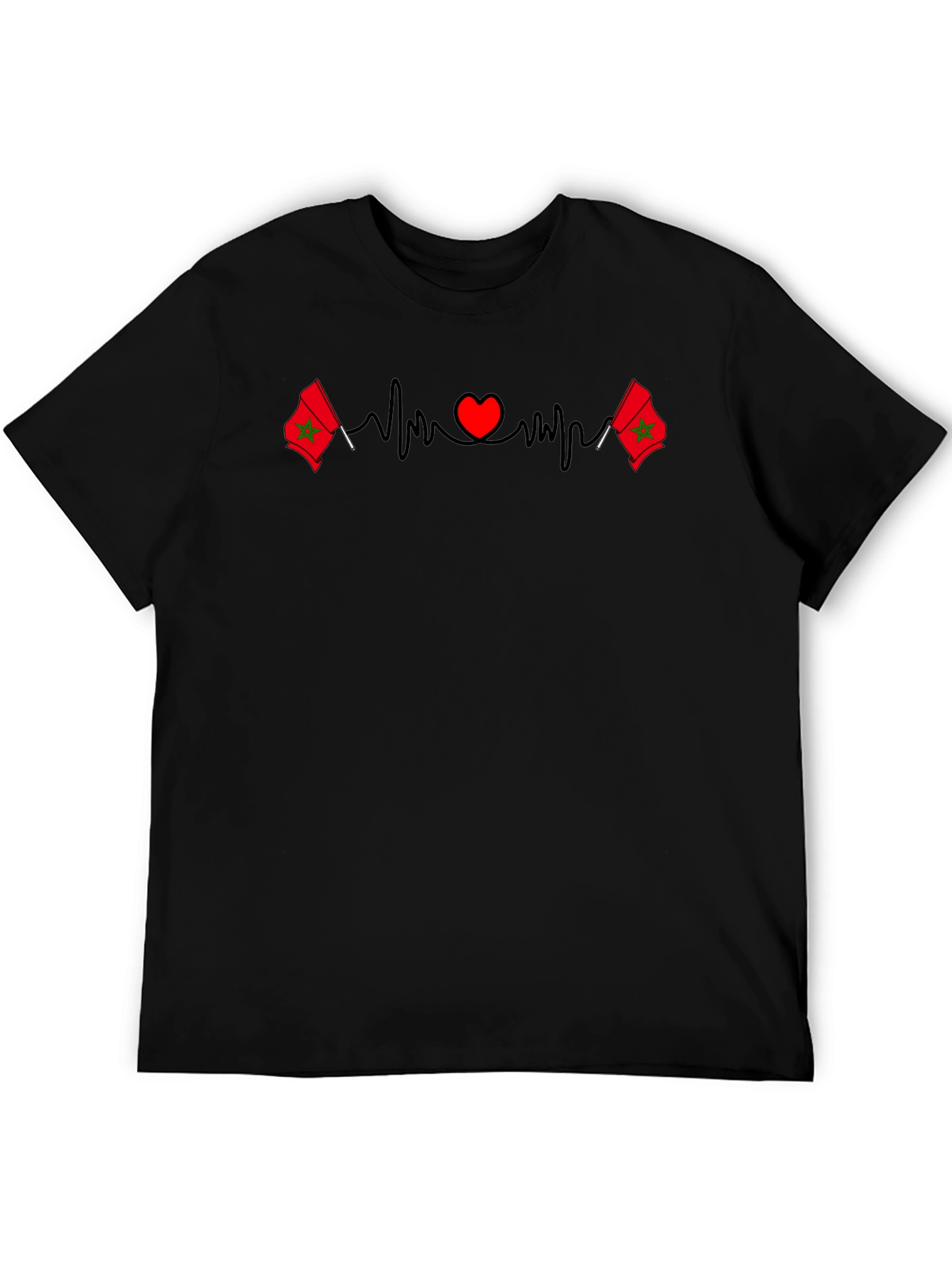 Morocco Flag Heartbeat T-Shirt