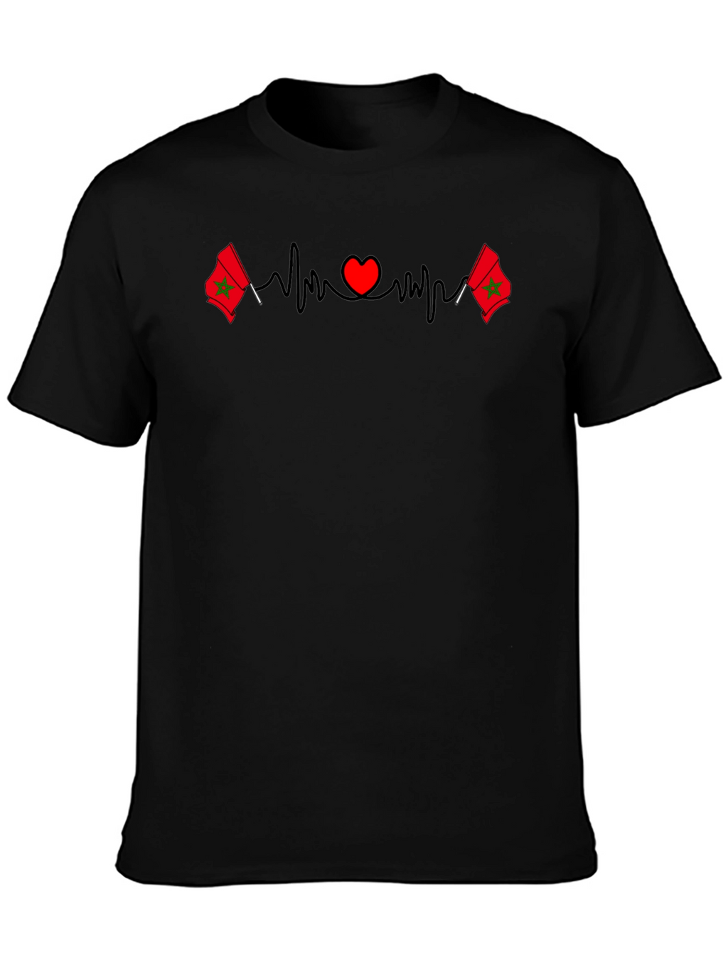 Morocco Flag Heartbeat T-Shirt