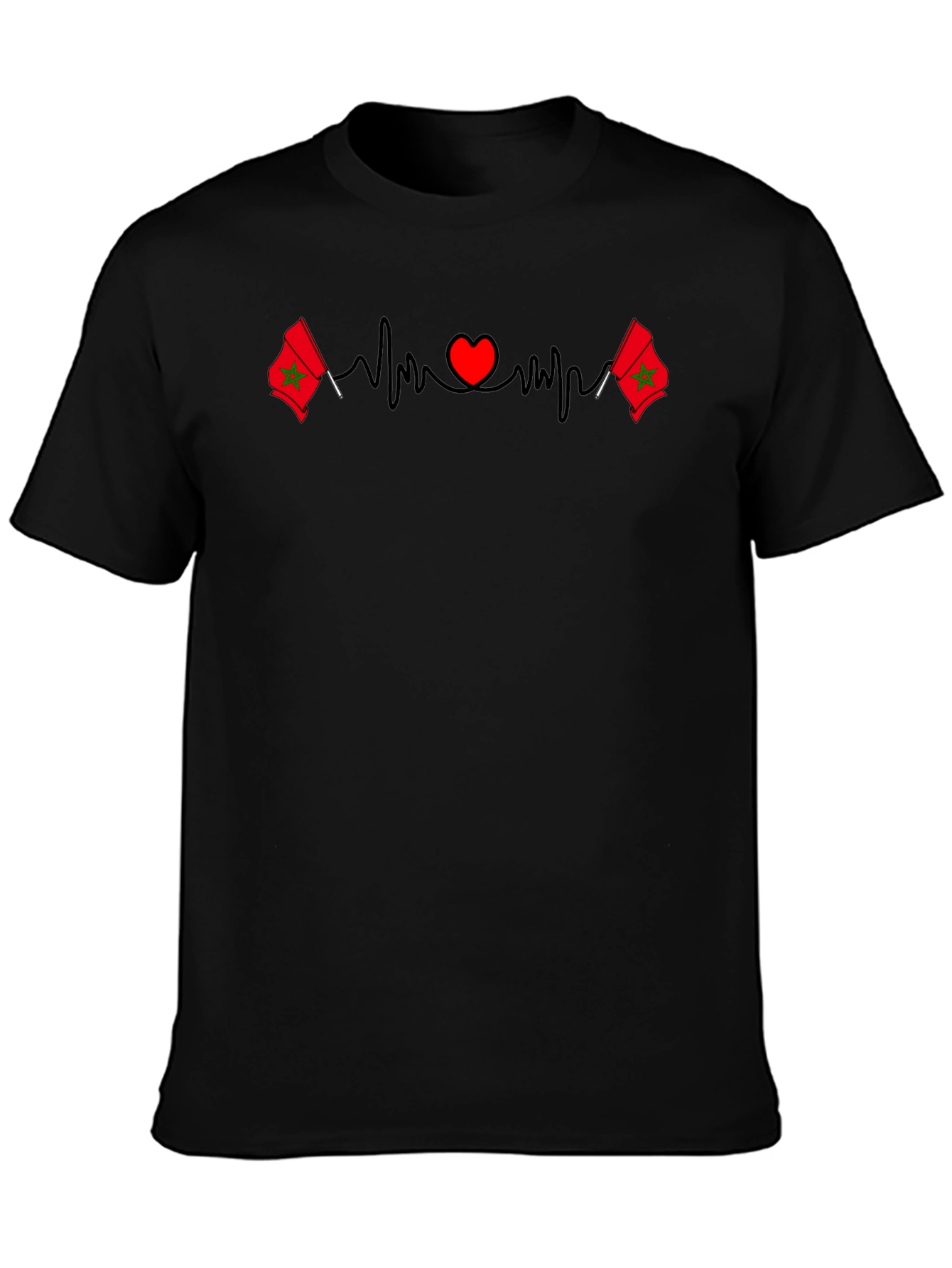 Morocco Flag Heartbeat T-Shirt