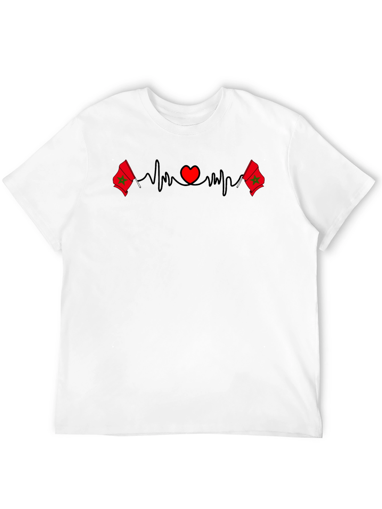 Morocco Flag Heartbeat T-Shirt