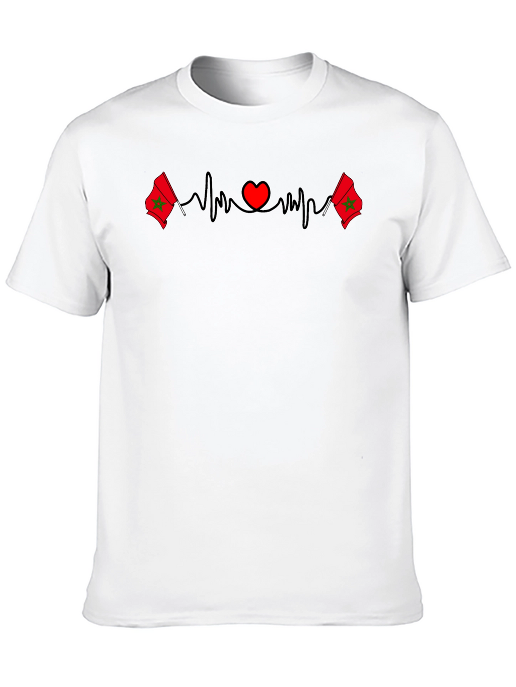 Morocco Flag Heartbeat T-Shirt
