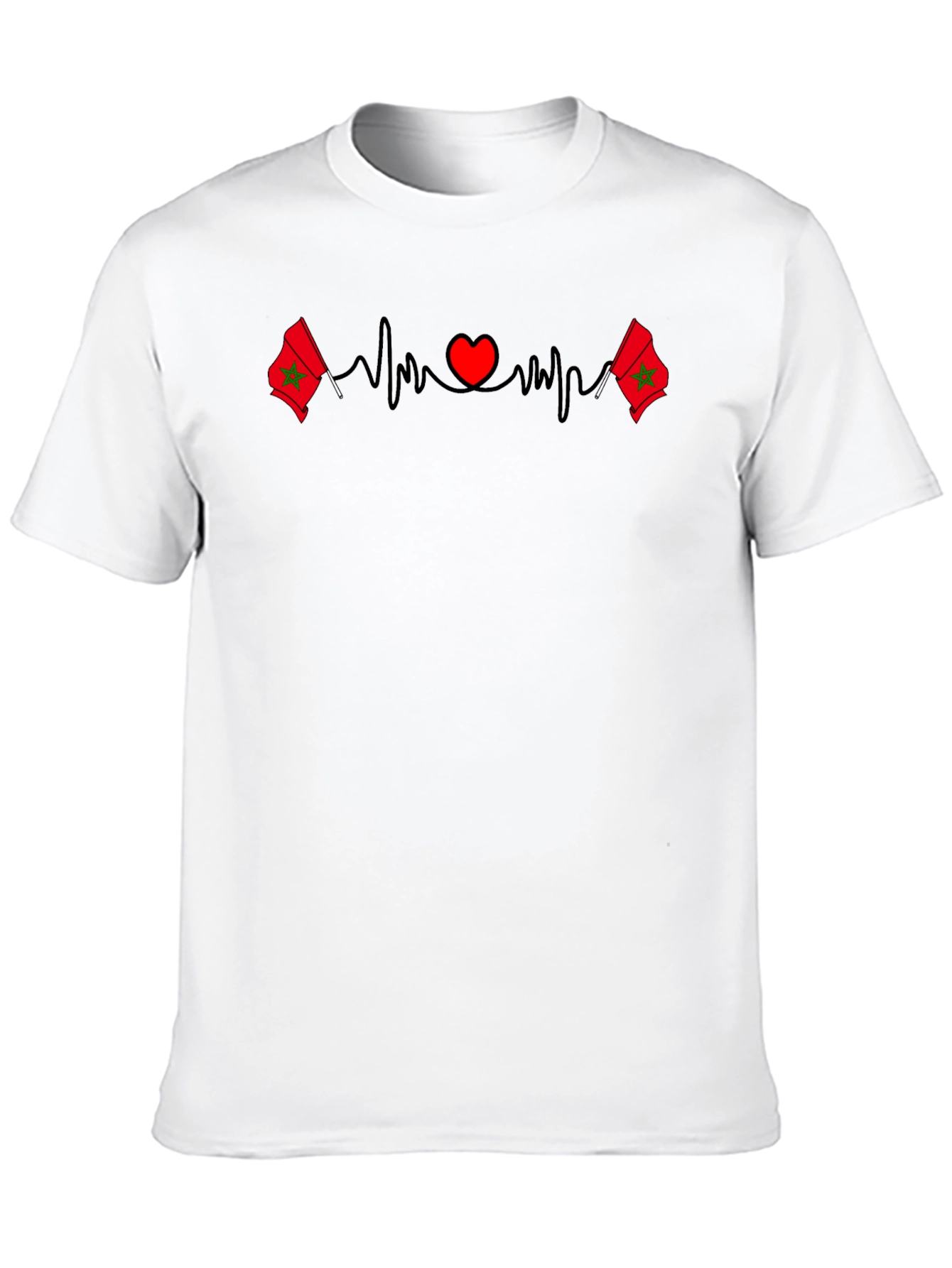 Morocco Flag Heartbeat T-Shirt