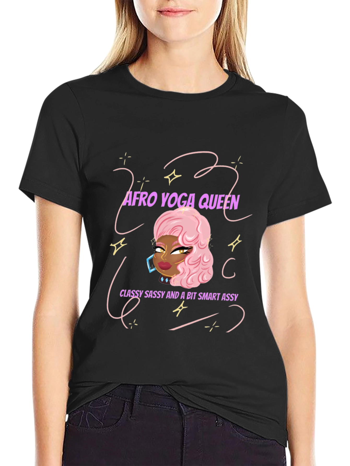 Afro Yoga Queen T-Shirt: Classy Sassy & Smart