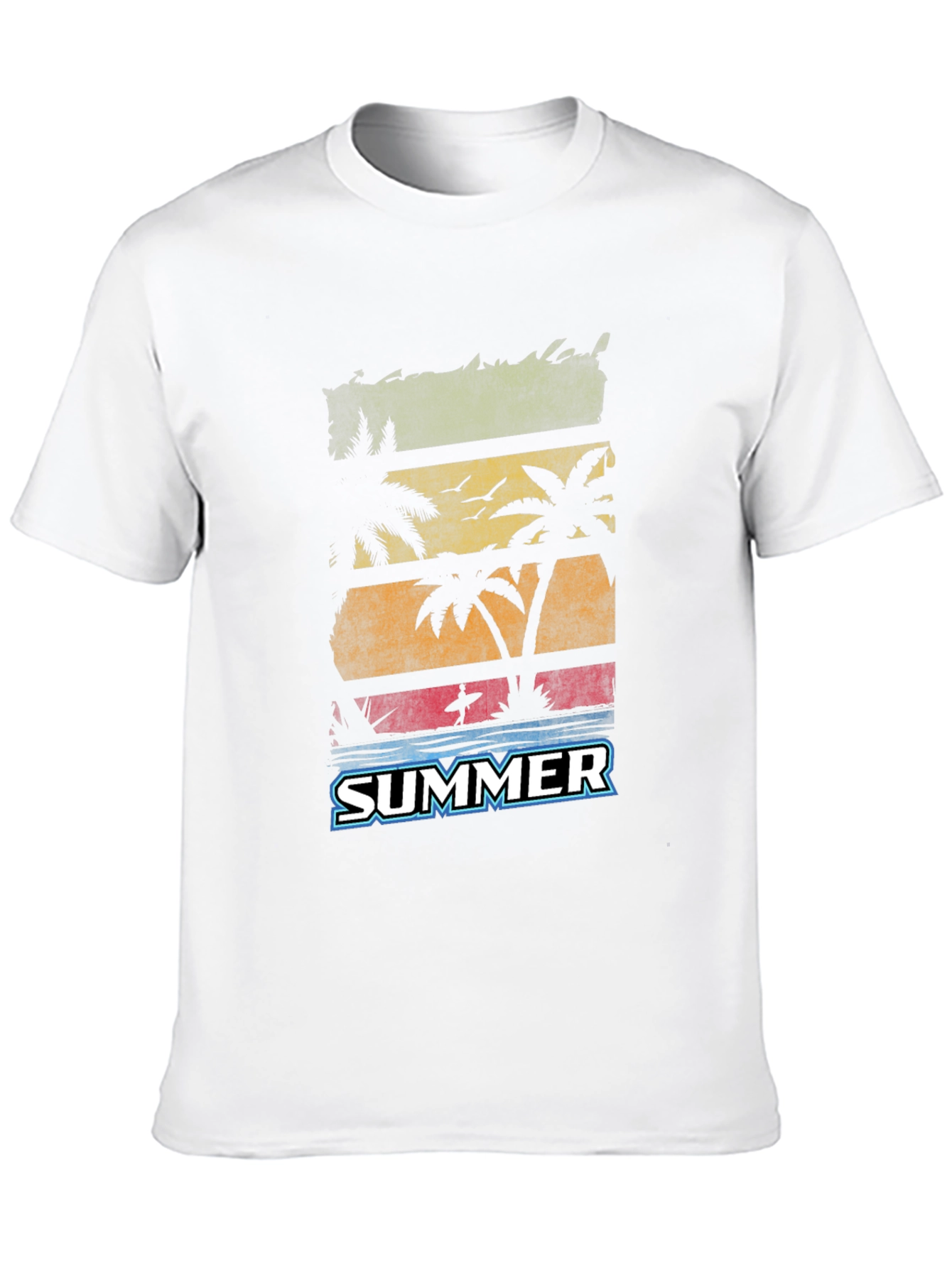 Summer Palm Tree Graphic Black T-Shirt