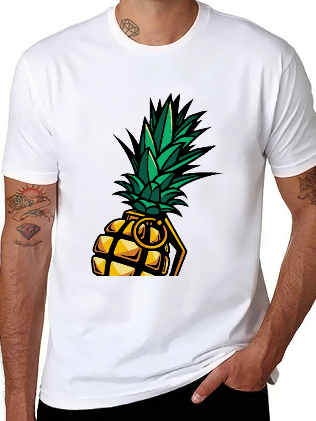 Pineapple Grenade Graphic Tee - Cool Novelty T-Shirt