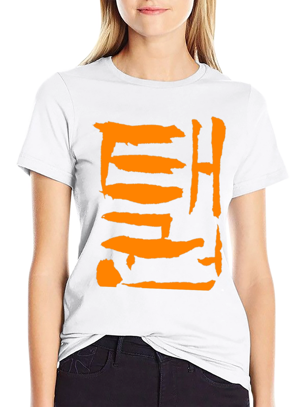 Trendy Black Tee with Bold Graphic Print