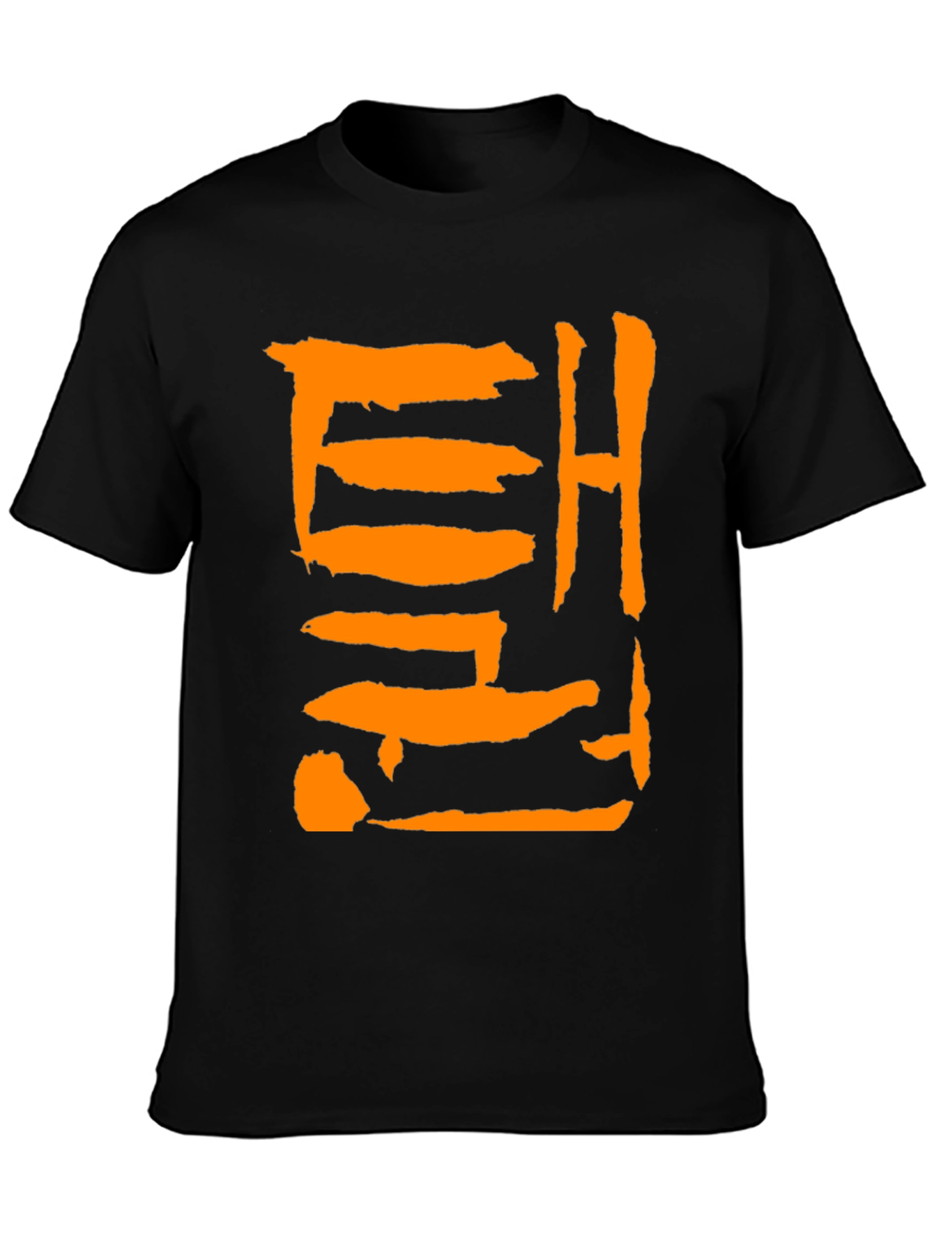 Trendy Black Tee with Bold Graphic Print