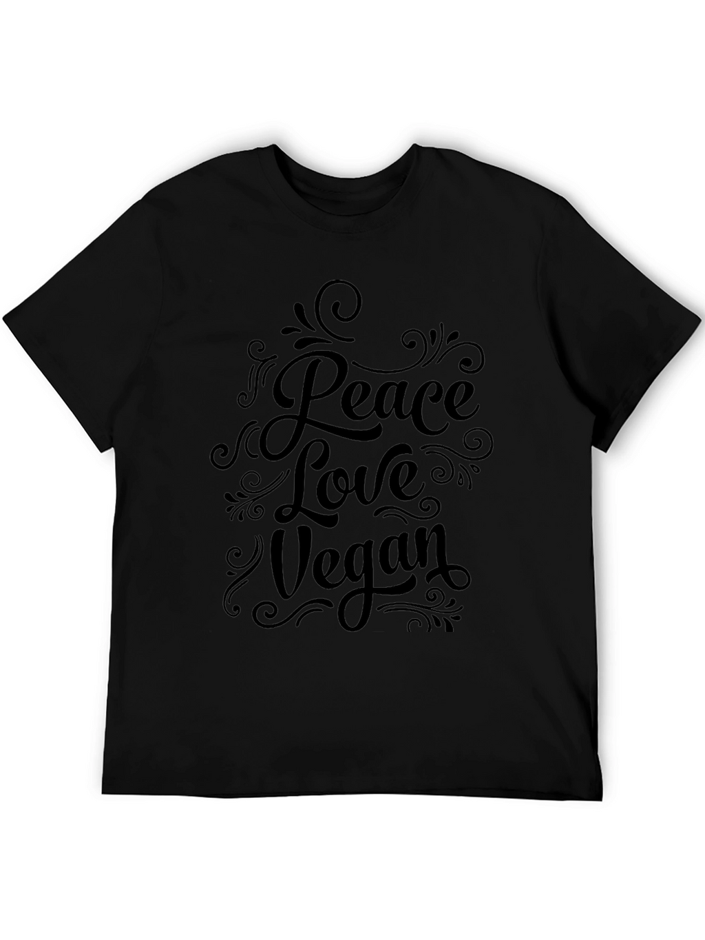 Peace Love Vegan Graphic T-Shirt - Black