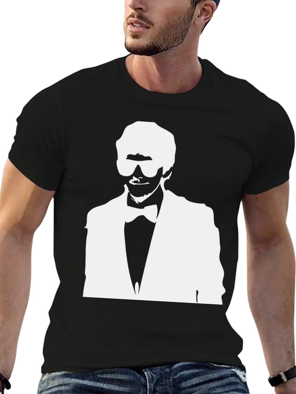 Stylish Black T-Shirt with White Silhouette Graphic