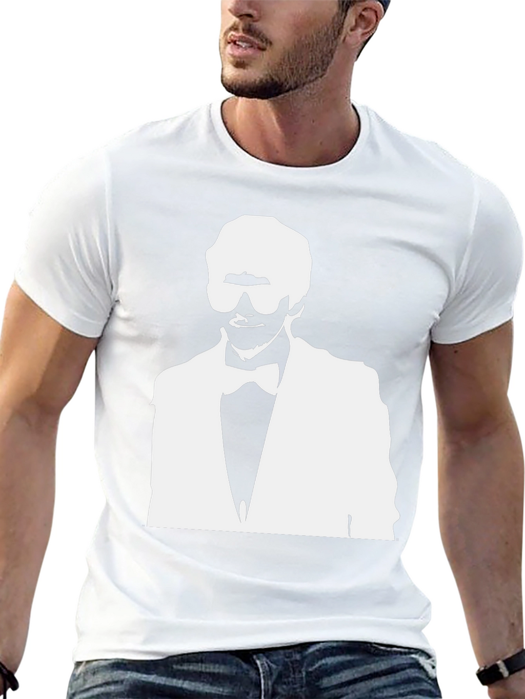 Stylish Black T-Shirt with White Silhouette Graphic