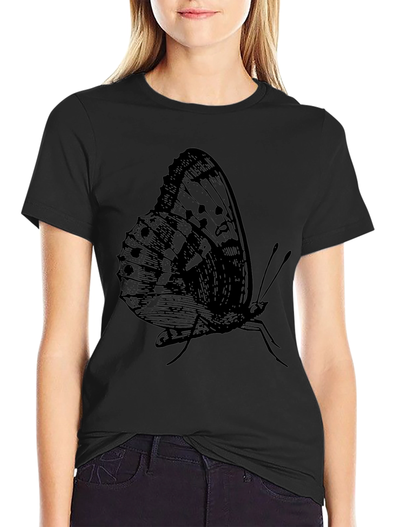 Butterfly Graphic Print Black T-Shirt for Men