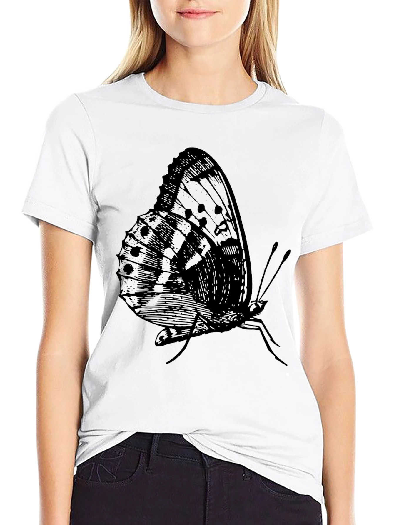 Butterfly Graphic Print Black T-Shirt for Men