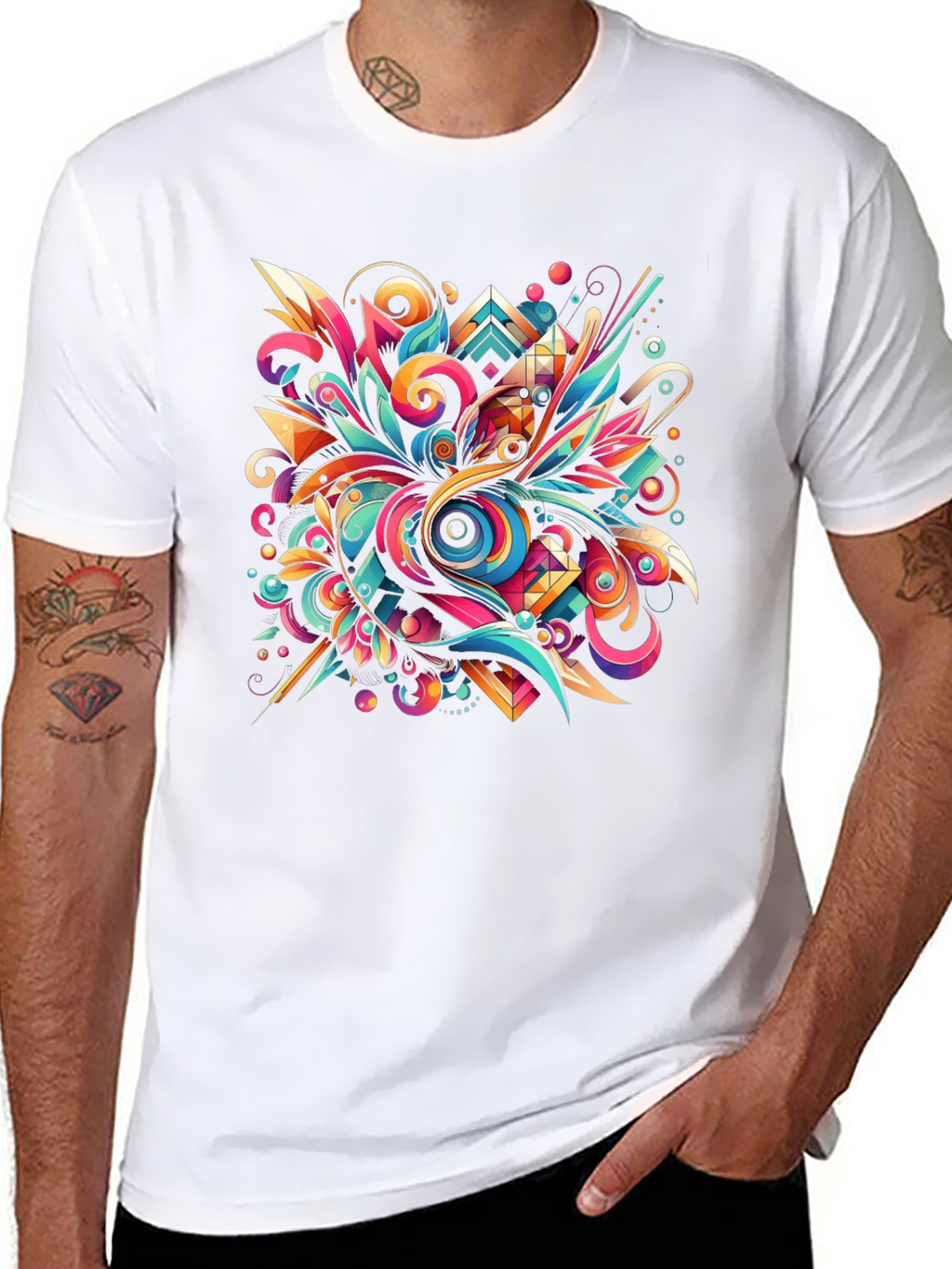 Psychedelic Abstract Art Black T-Shirt