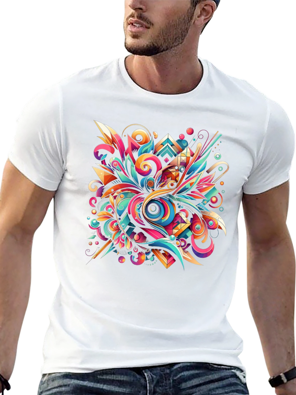 Psychedelic Abstract Art Black T-Shirt
