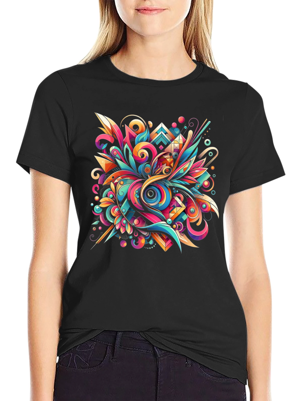 Psychedelic Abstract Art Black T-Shirt