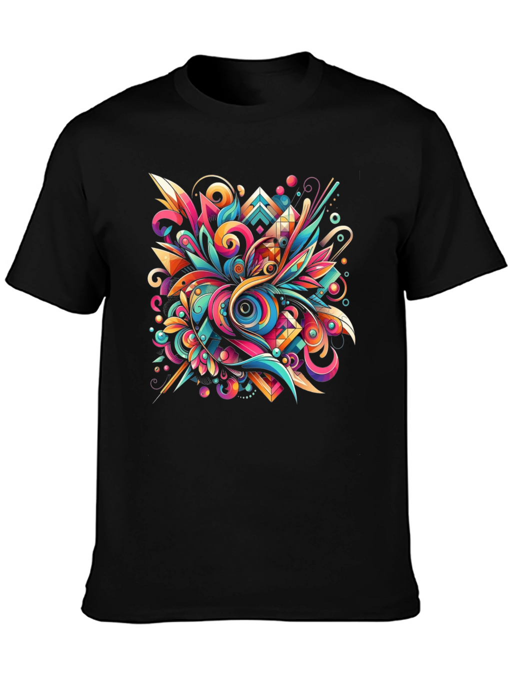 Psychedelic Abstract Art Black T-Shirt