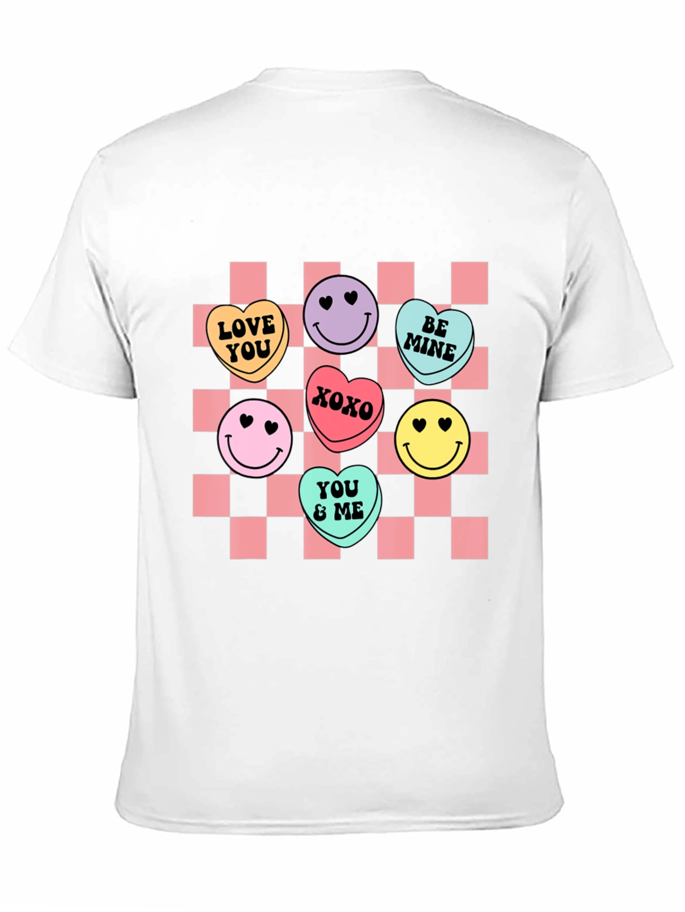 Candy Heart Checkered Valentines Day T-Shirt