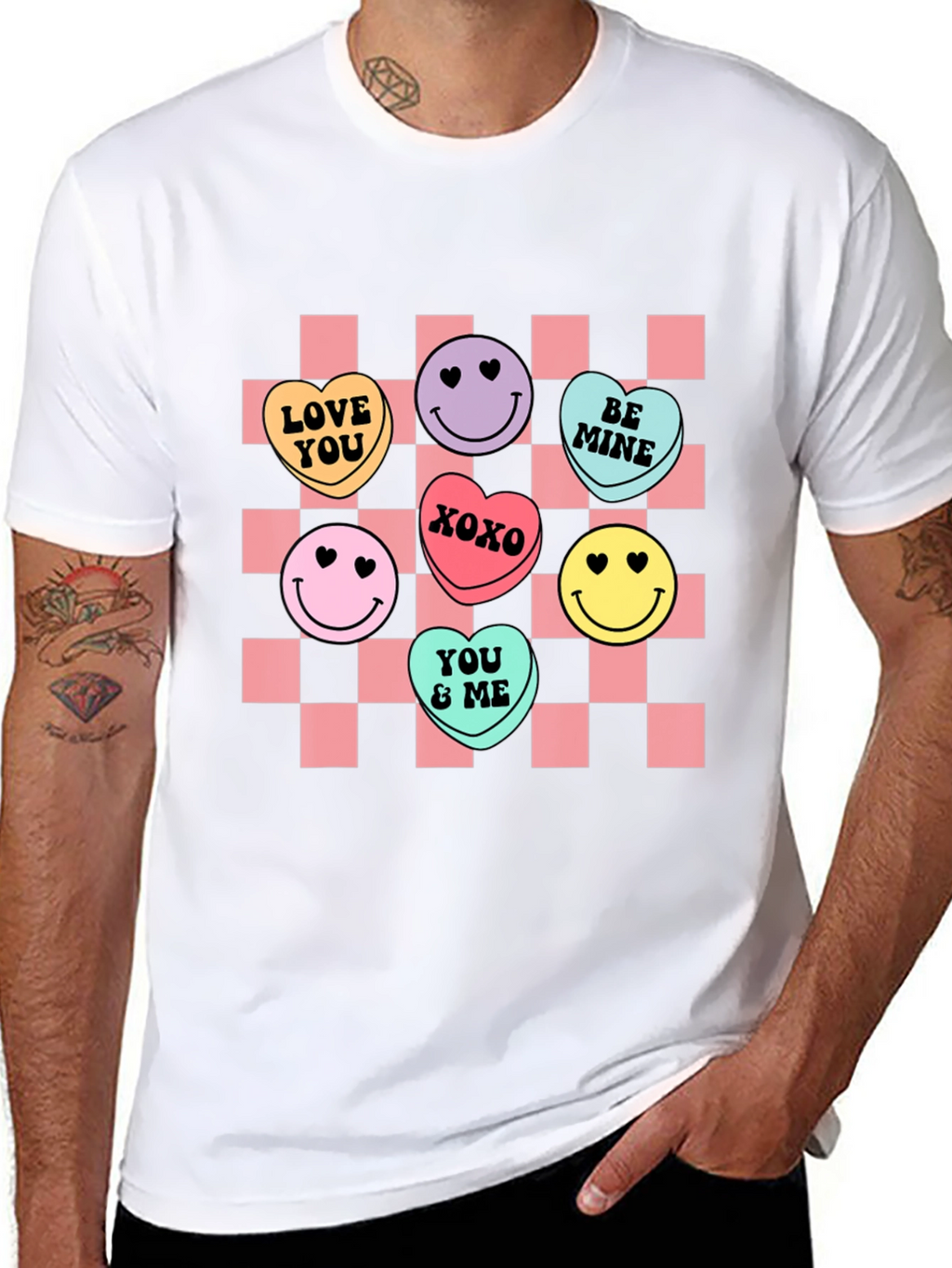 Candy Heart Checkered Valentines Day T-Shirt