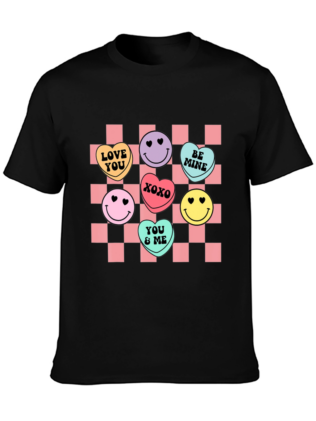 Candy Heart Checkered Valentines Day T-Shirt