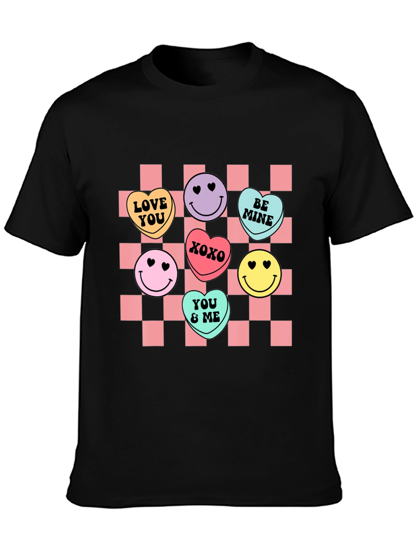 Candy Heart Checkered Valentines Day T-Shirt