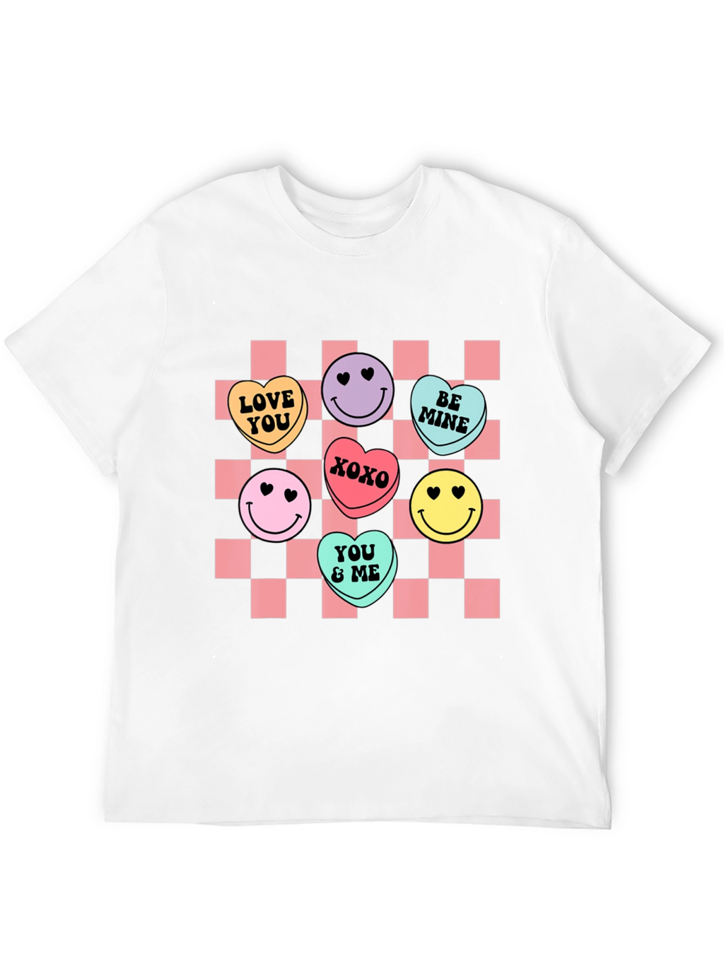 Candy Heart Checkered Valentines Day T-Shirt