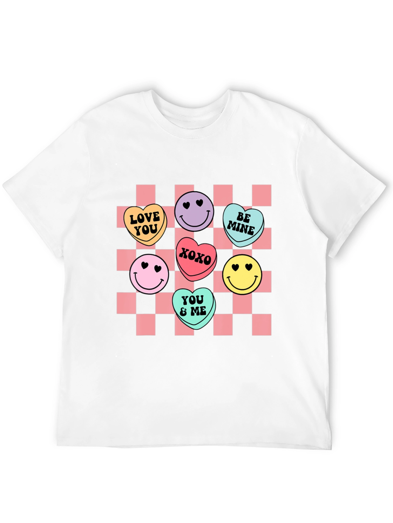 Candy Heart Checkered Valentines Day T-Shirt
