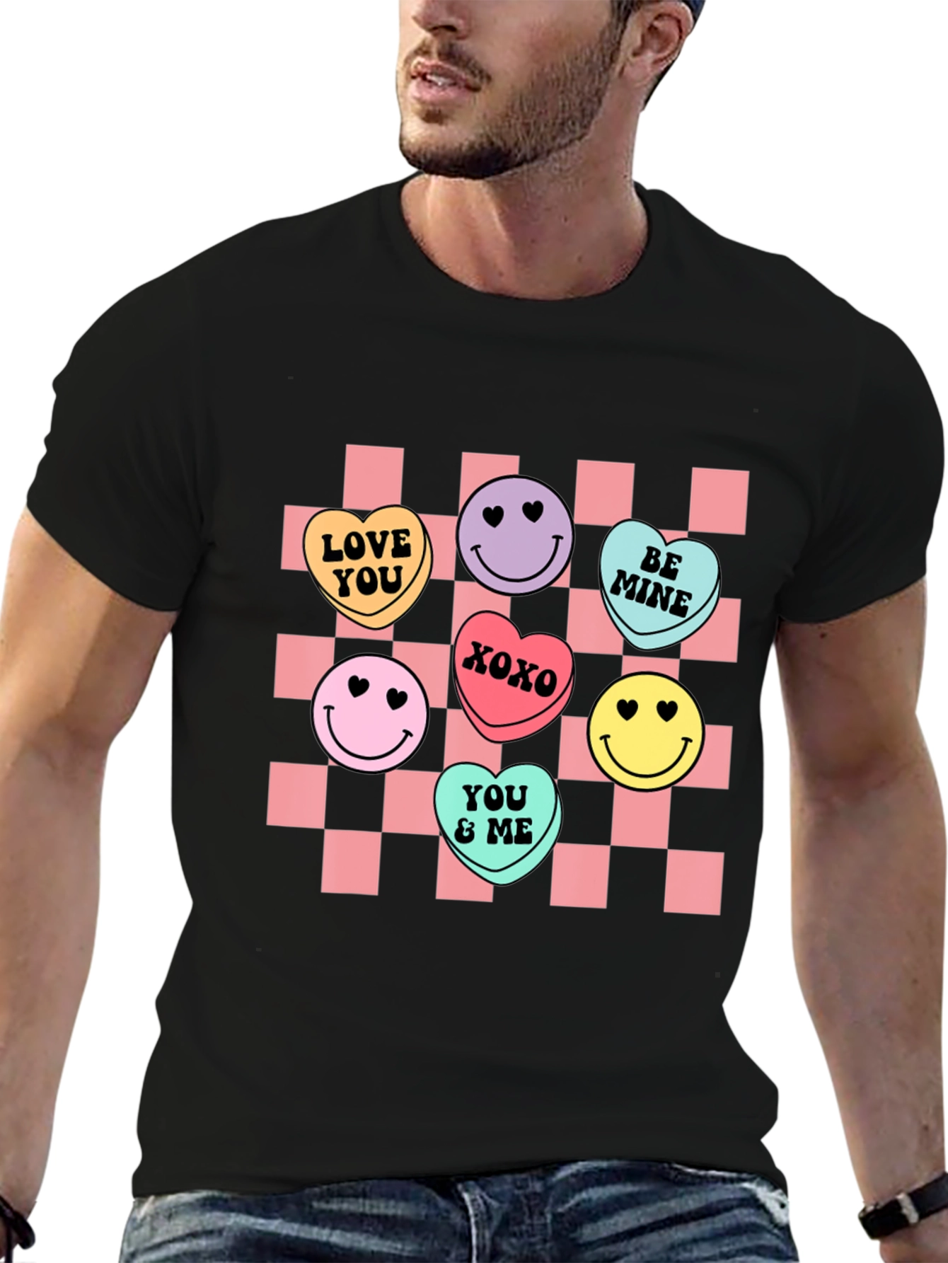 Candy Heart Checkered Valentines Day T-Shirt