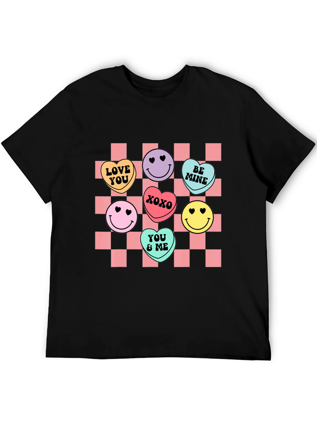 Candy Heart Checkered Valentines Day T-Shirt