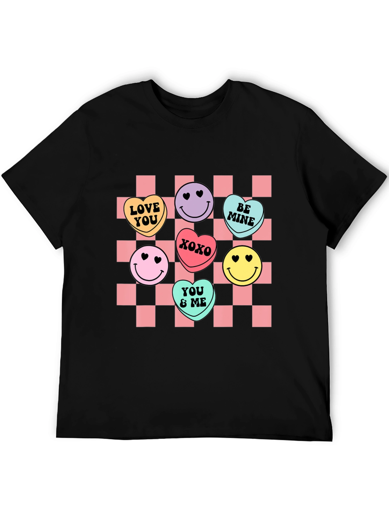 Candy Heart Checkered Valentines Day T-Shirt