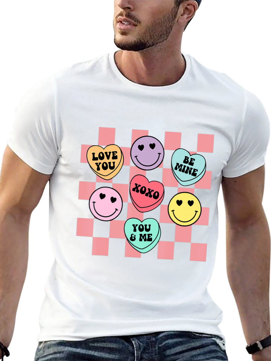 Candy Heart Checkered Valentines Day T-Shirt