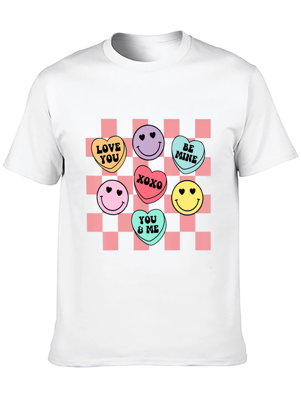 Candy Heart Checkered Valentines Day T-Shirt
