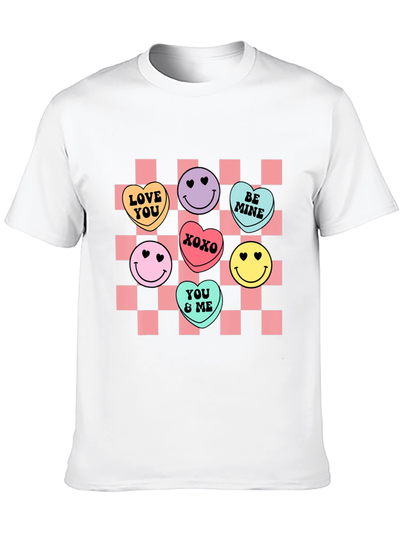 Candy Heart Checkered Valentines Day T-Shirt