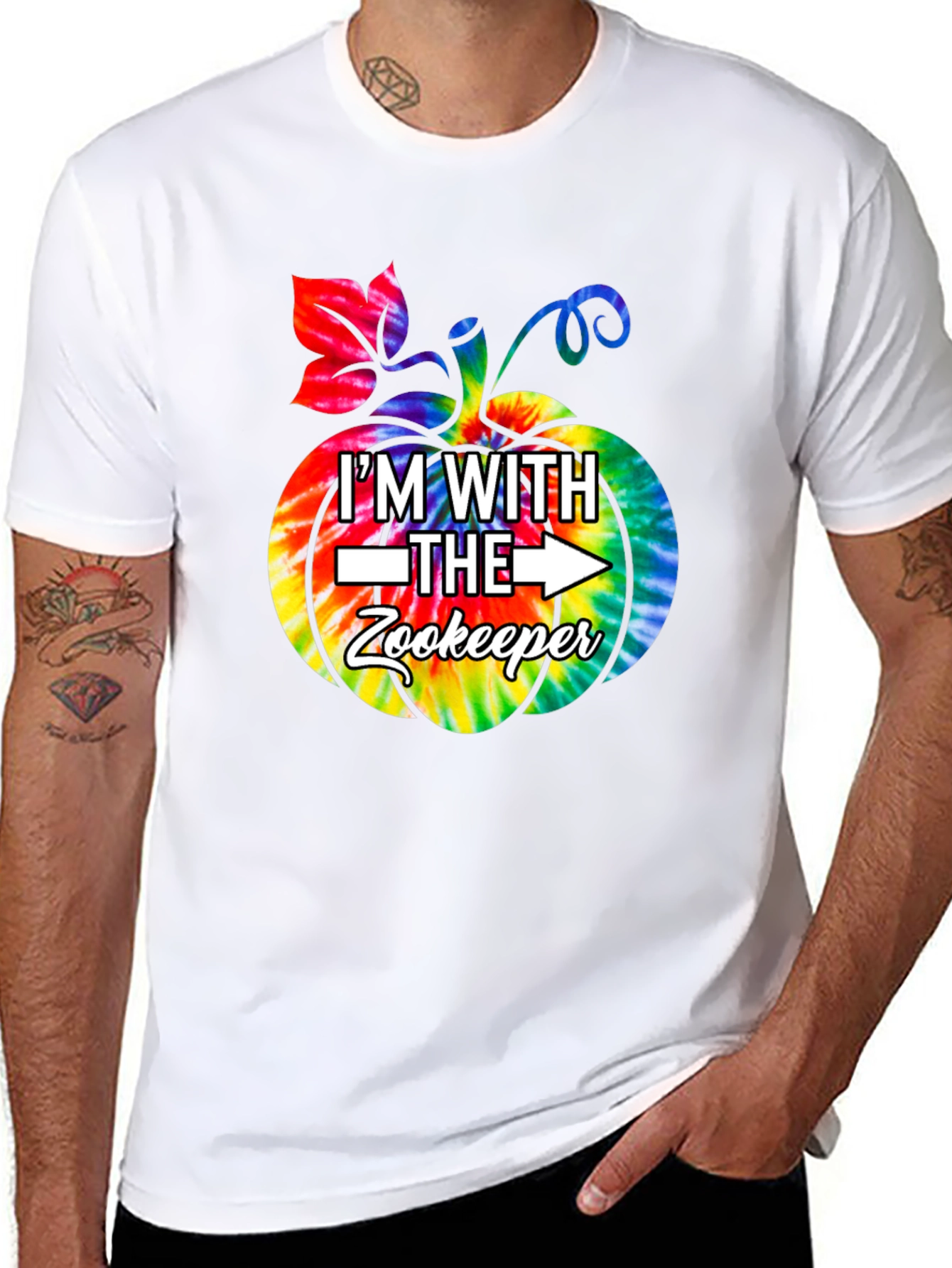 Im With the Zookeeper Tie Dye Pumpkin T-Shirt