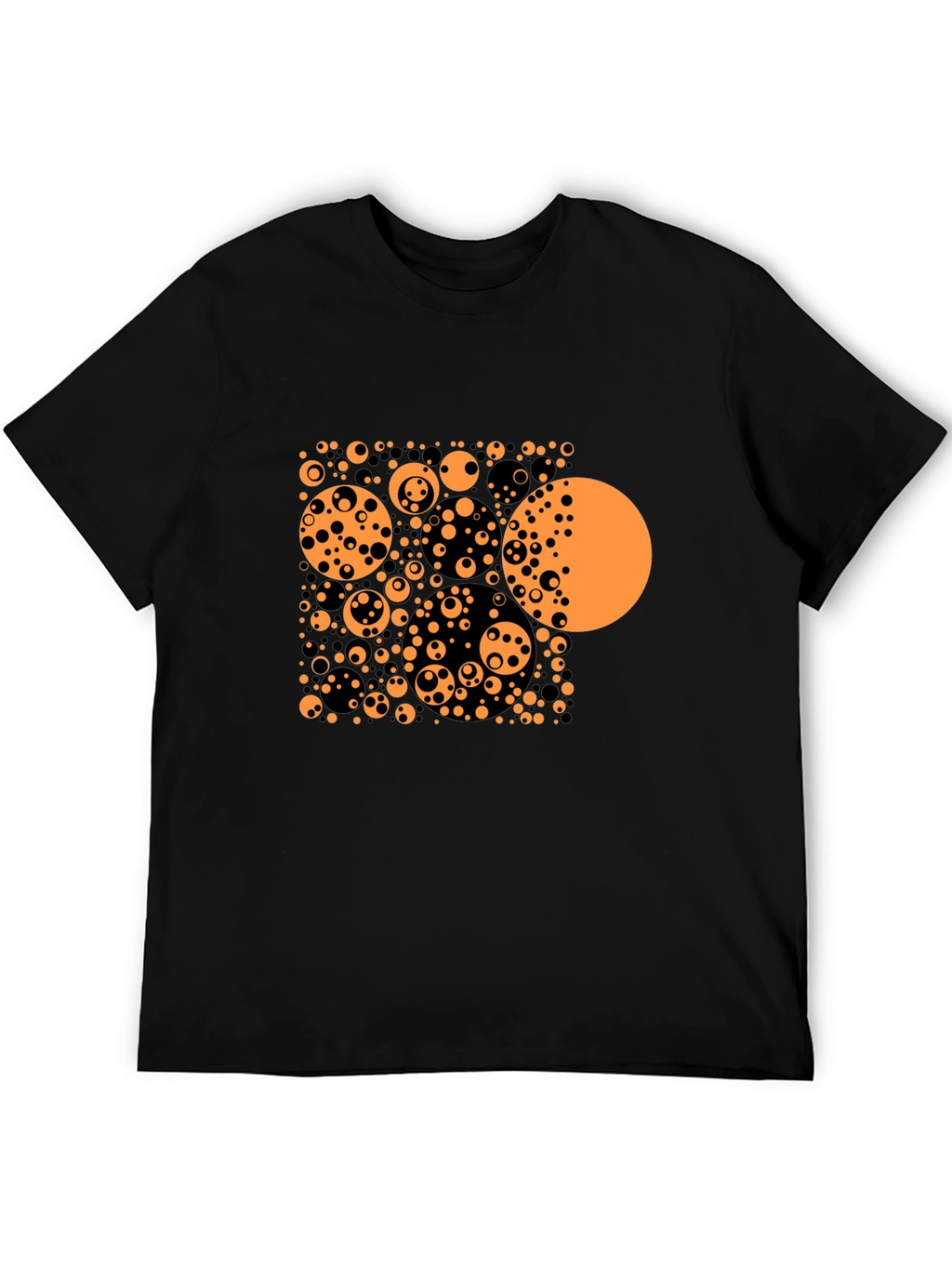 Abstract Circle Pattern Black T-Shirt