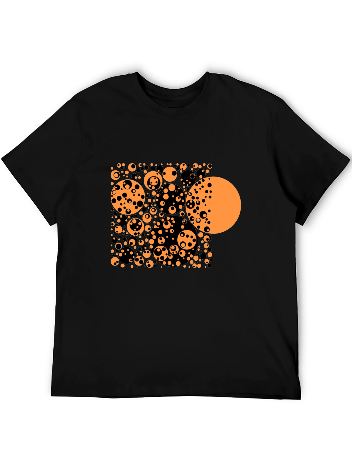 Abstract Circle Pattern Black T-Shirt