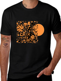 Abstract Circle Pattern Black T-Shirt