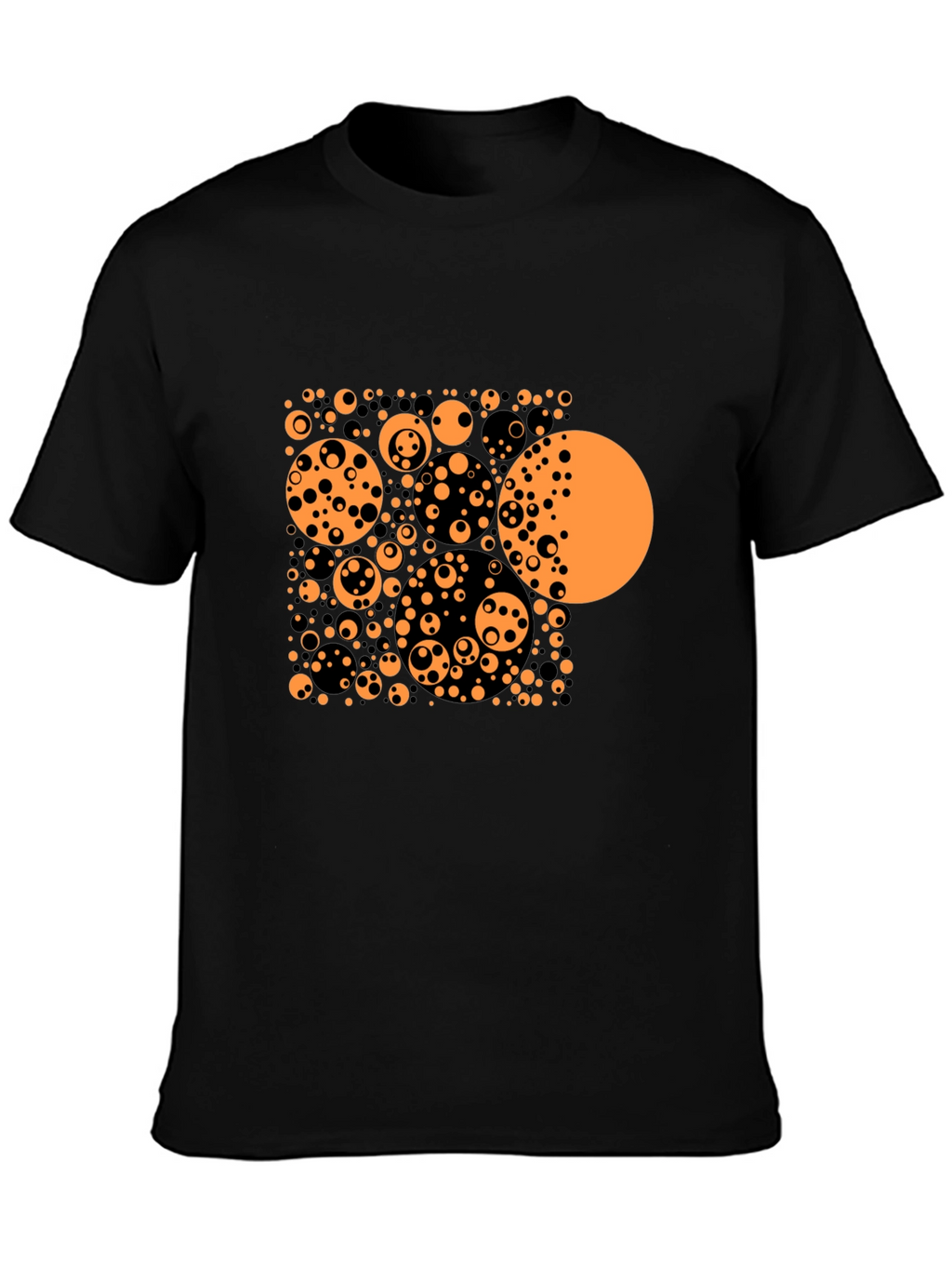 Abstract Circle Pattern Black T-Shirt